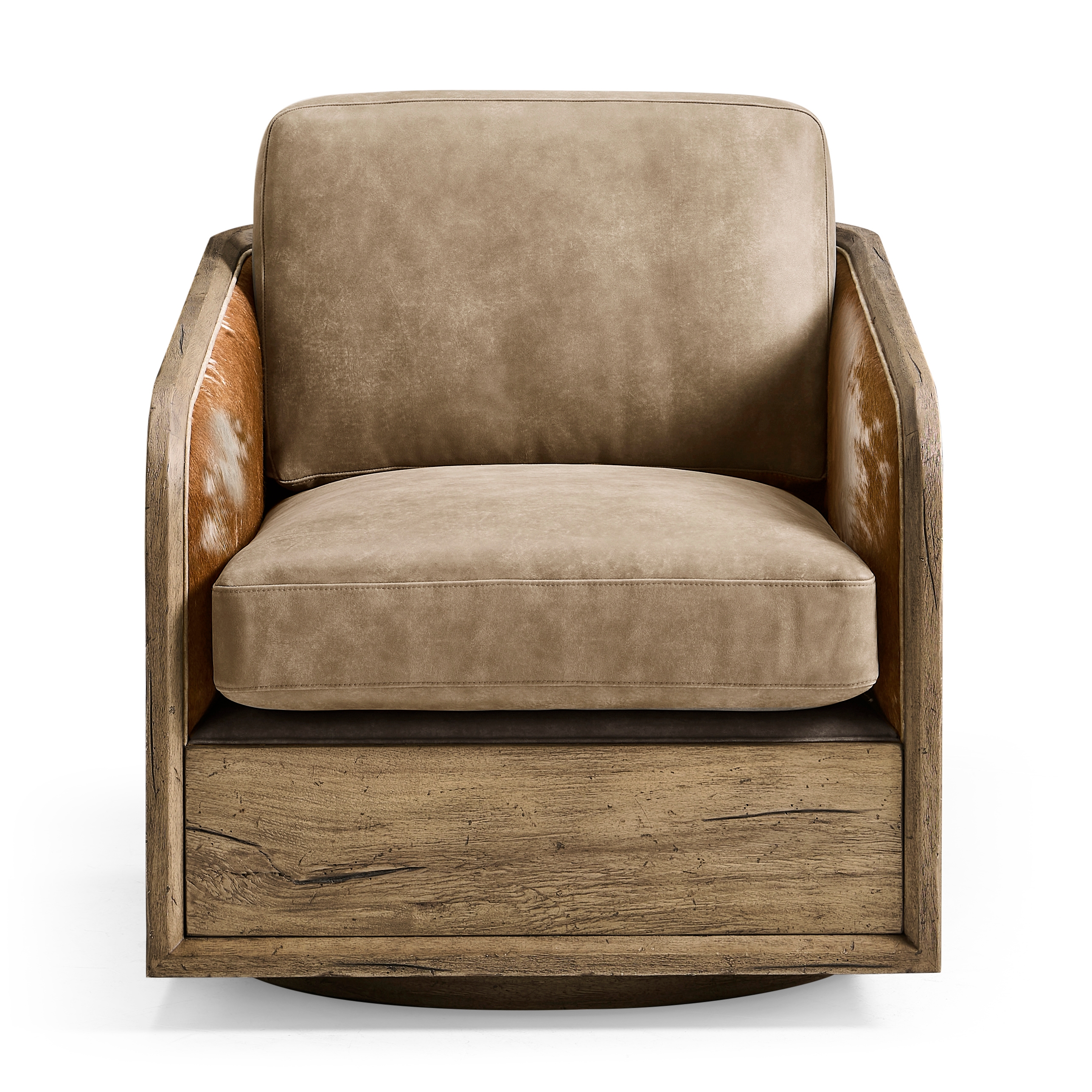 Jonathan Charles Stone Ridge Leather & Hide Swivel Occasional Chair