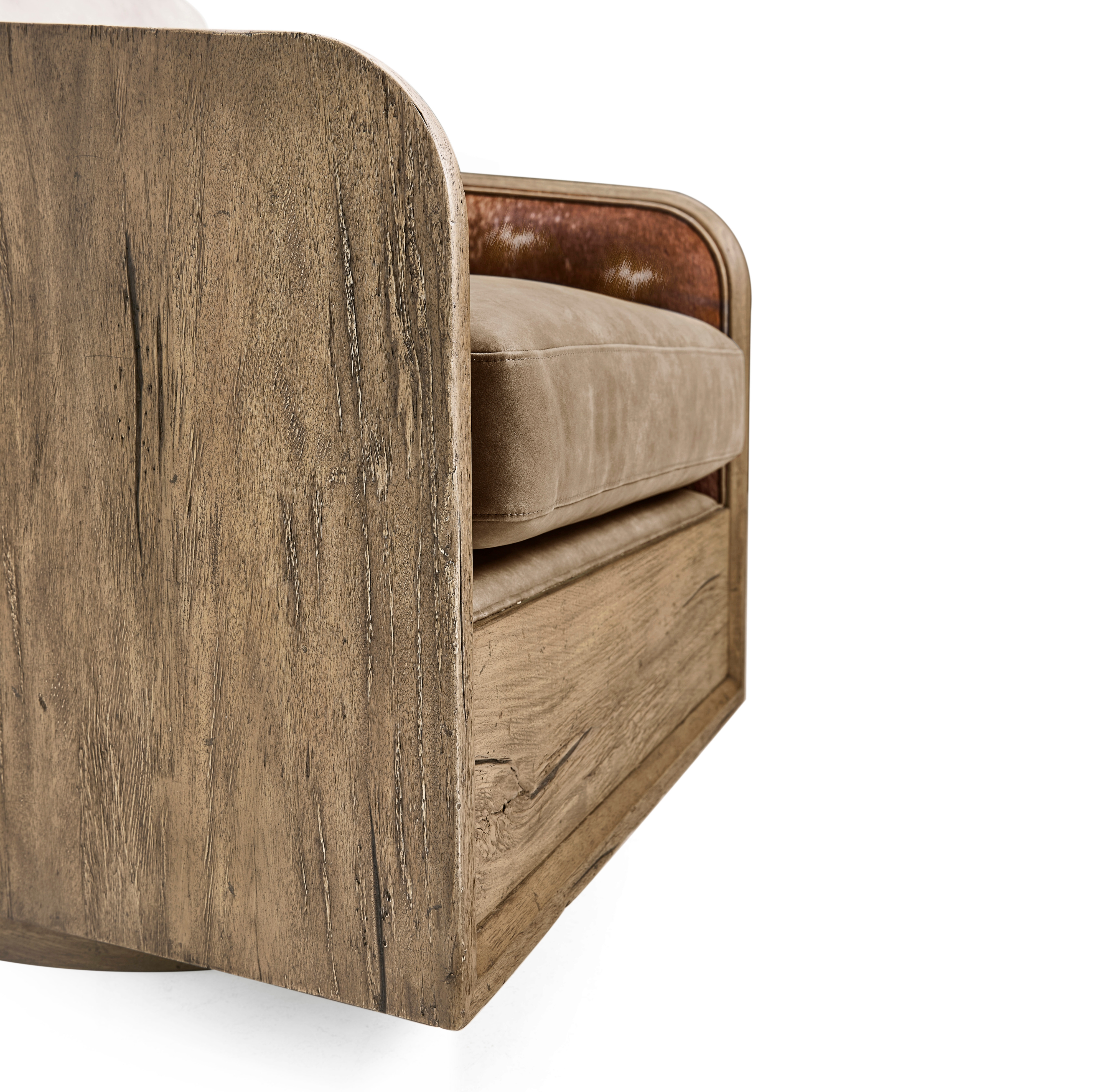 Jonathan Charles Stone Ridge Leather & Hide Swivel Occasional Chair