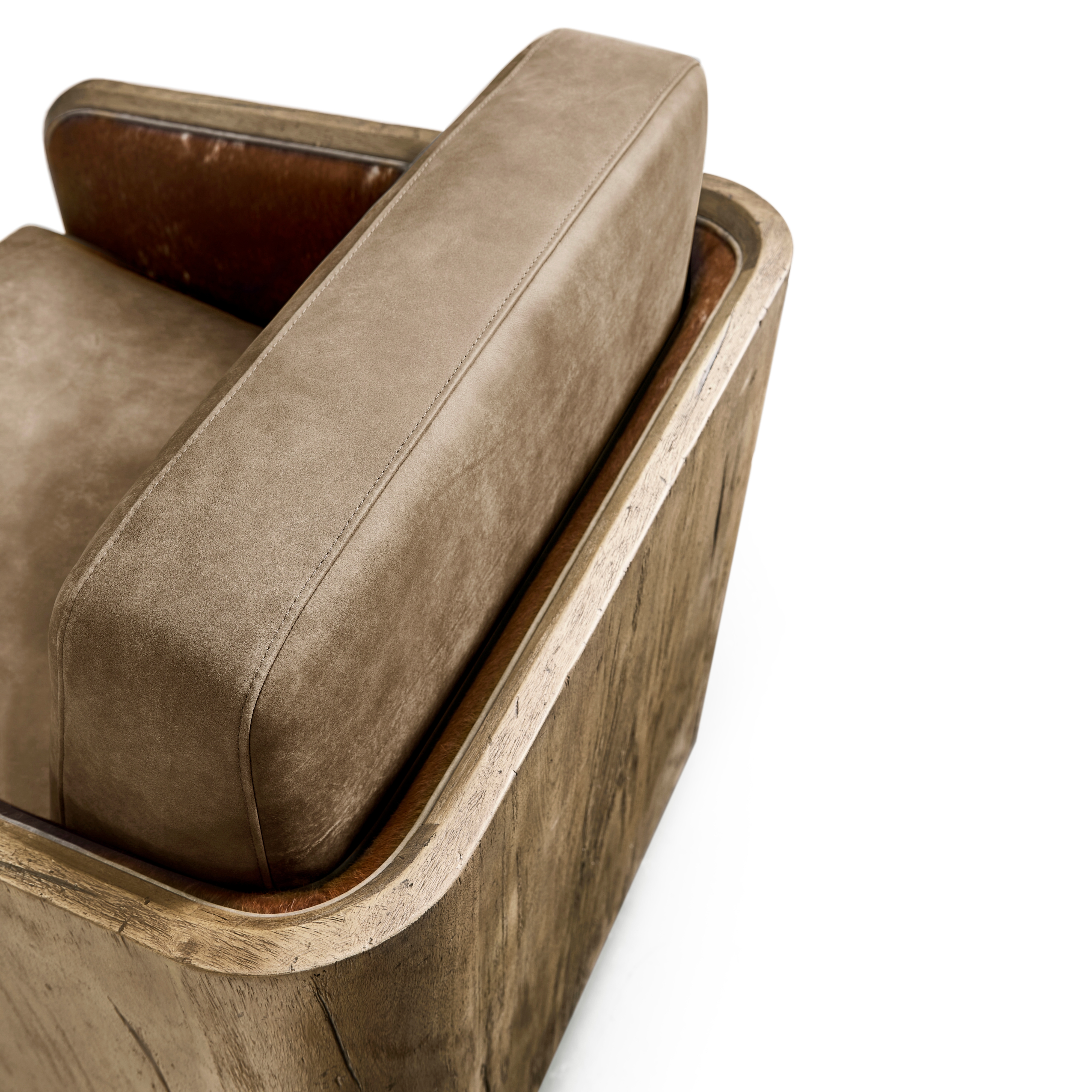 Jonathan Charles Stone Ridge Leather & Hide Swivel Occasional Chair