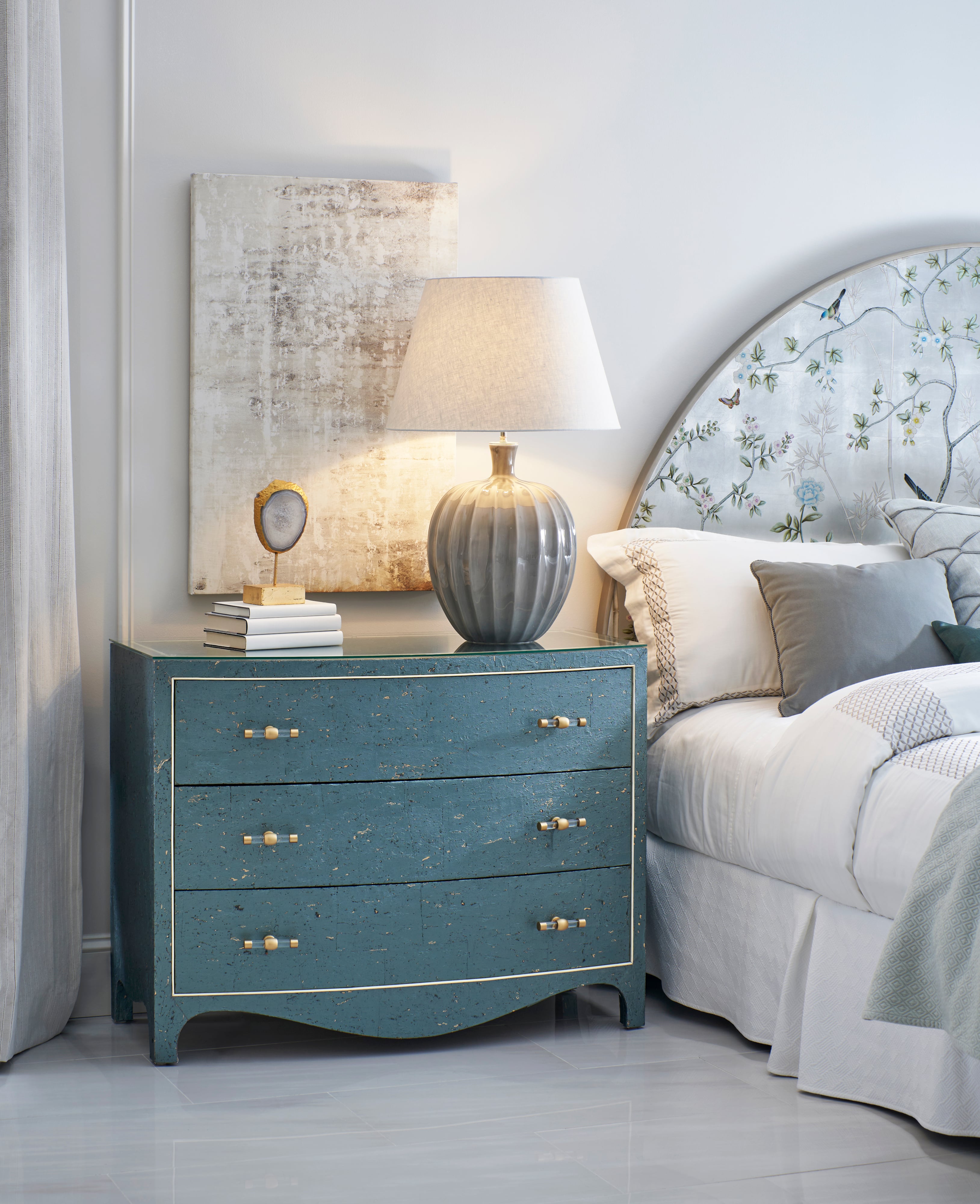 Shimmering Moon Half Round King Panel Bed