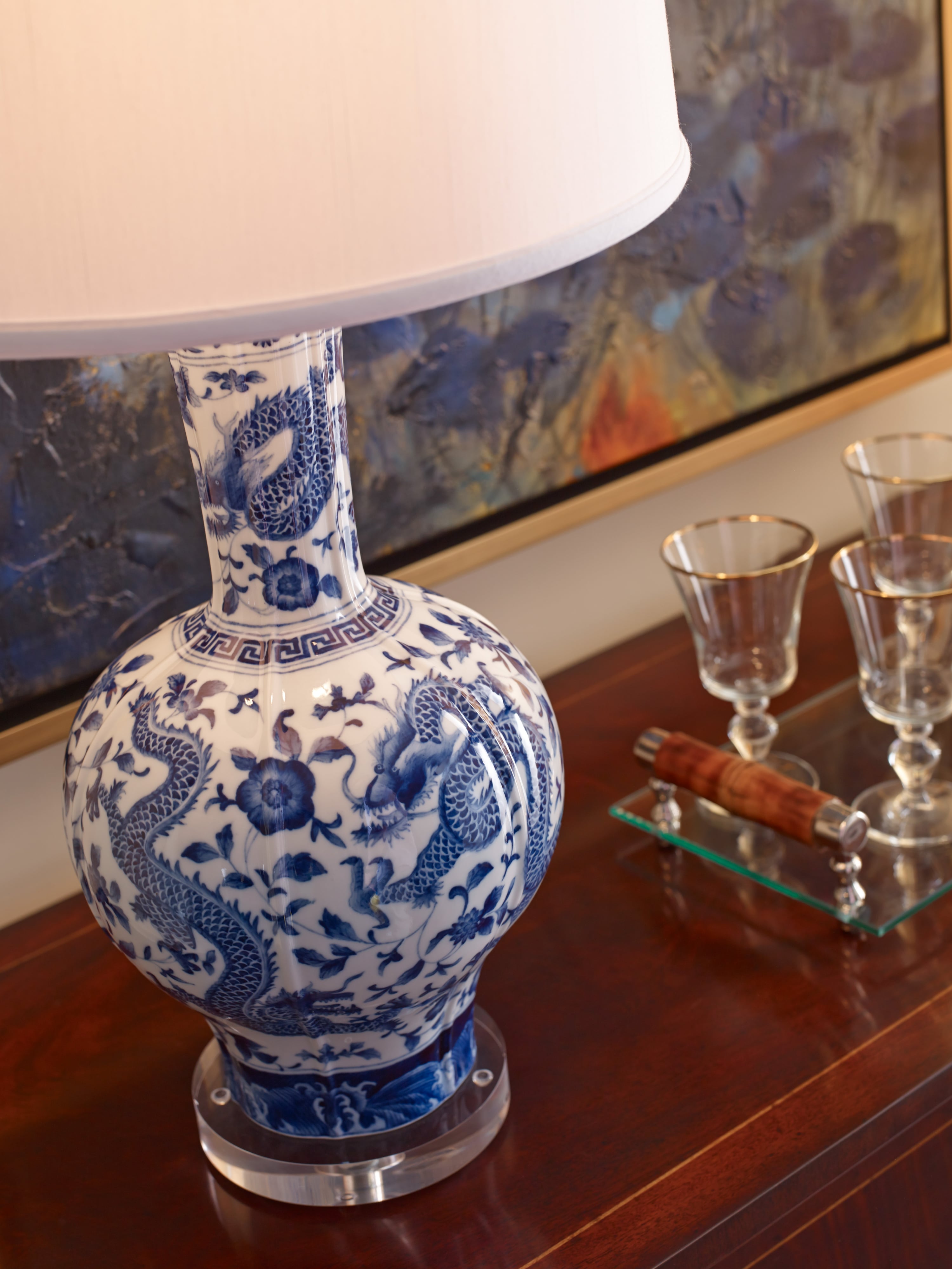 Jonathan Charles JC Traditional Regency Mahogany Reverse Breakfront Chest