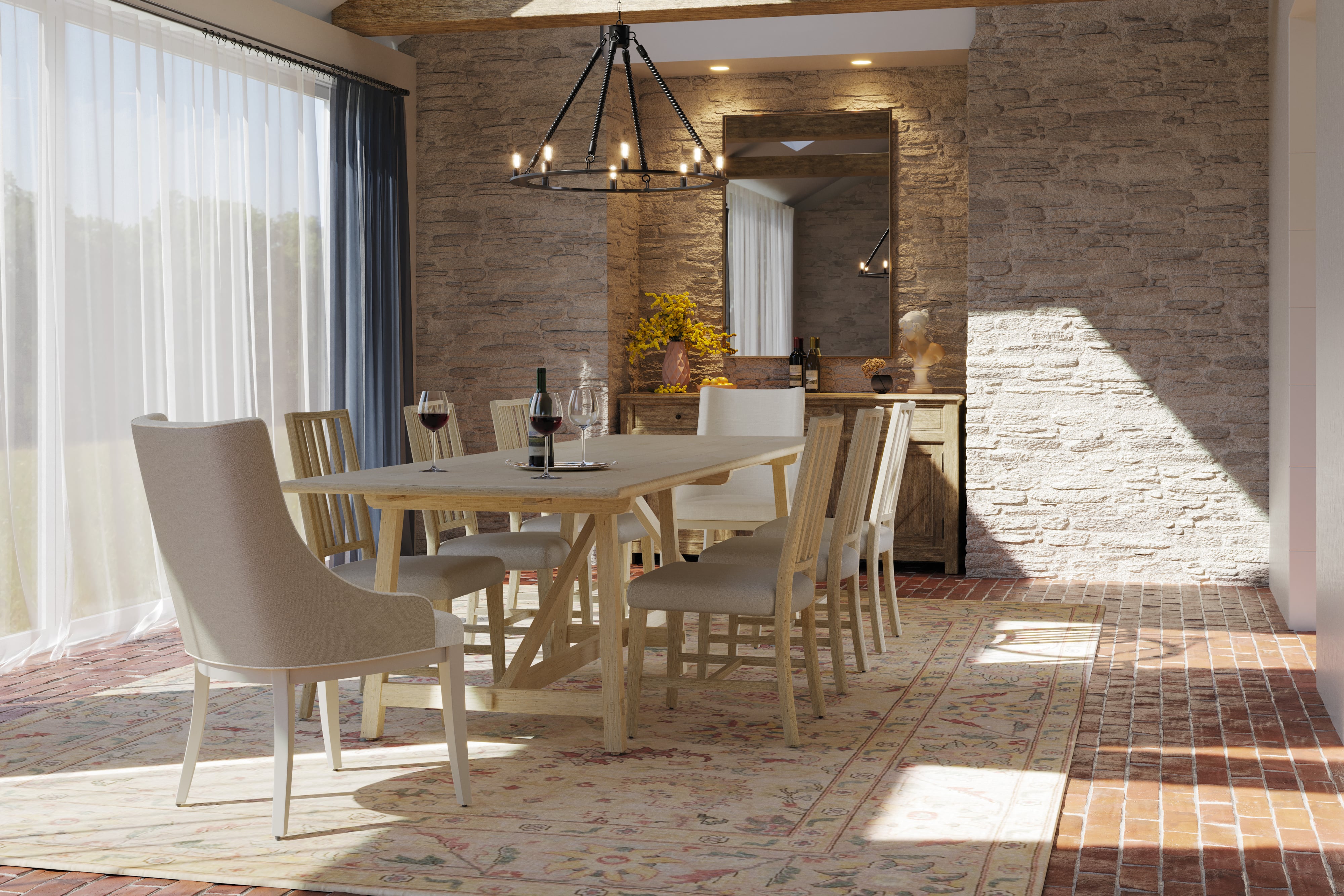 Jonathan Charles Timeless Sidereal French Laundry Dining Table