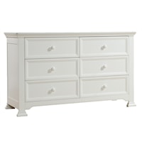 Transitional White 6-Drawer Dresser
