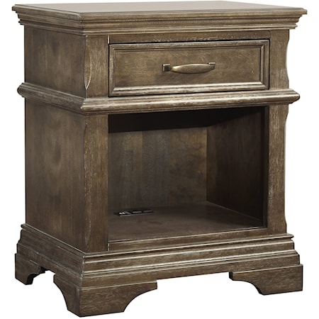 Traditional Nightstand with Power Outlets