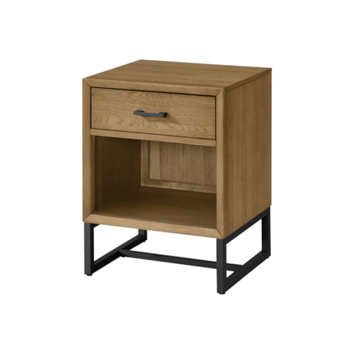 Contemporary 1-Drawer Nighstand with Open Shelf
