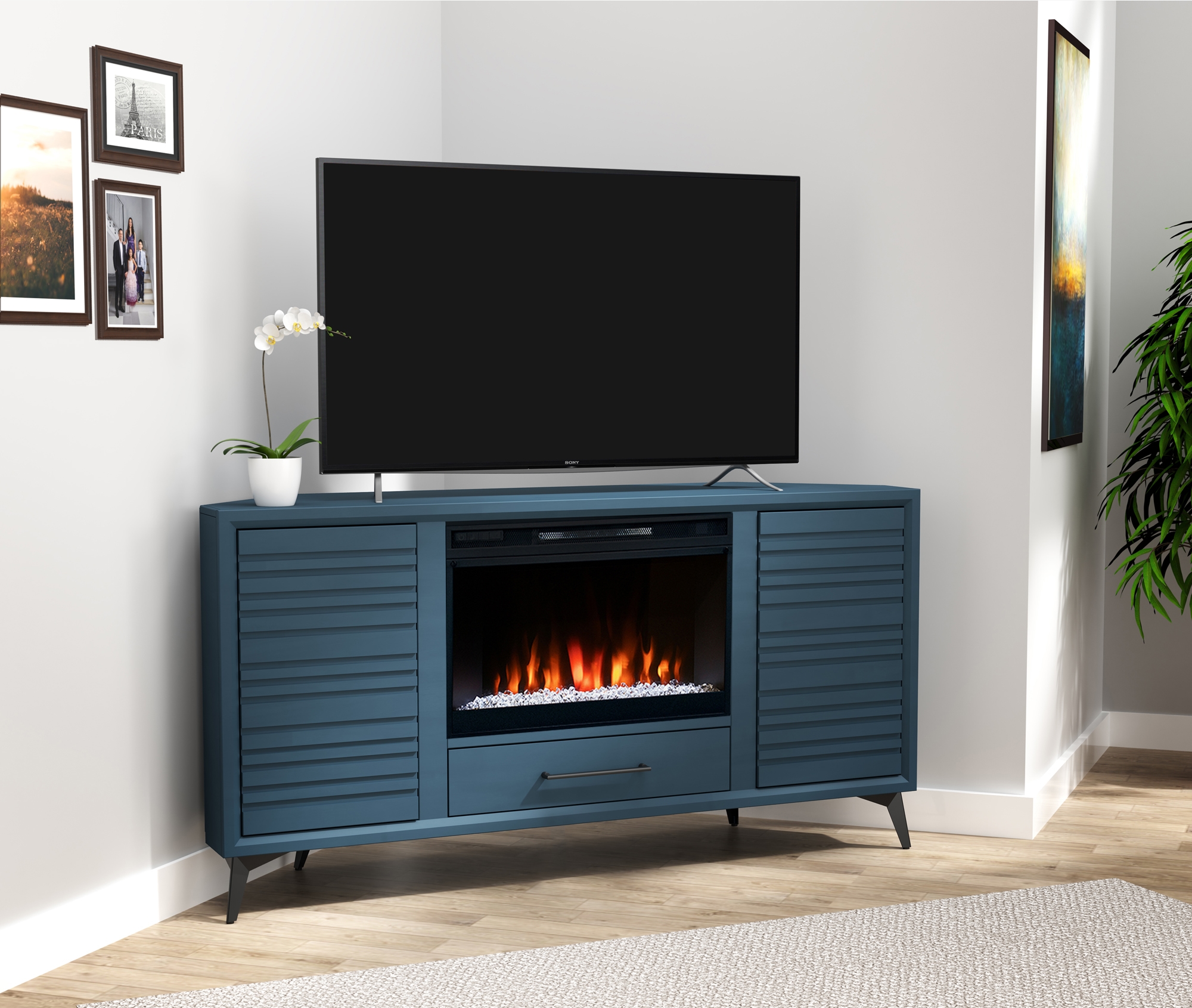Legends Furniture Malibu 64" 2-Door Corner Fireplace TV Stand