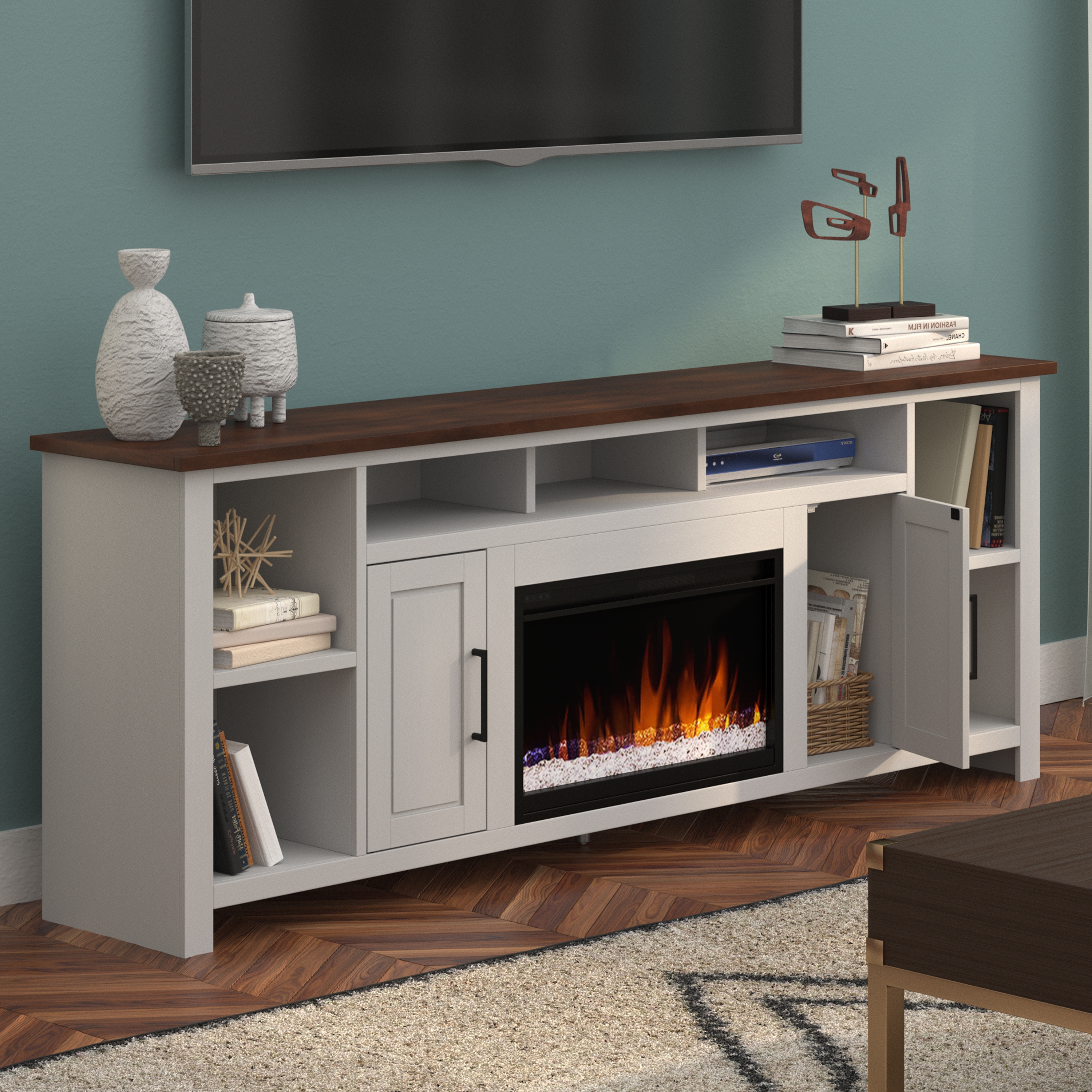 85" Fireplace TV Stand Console