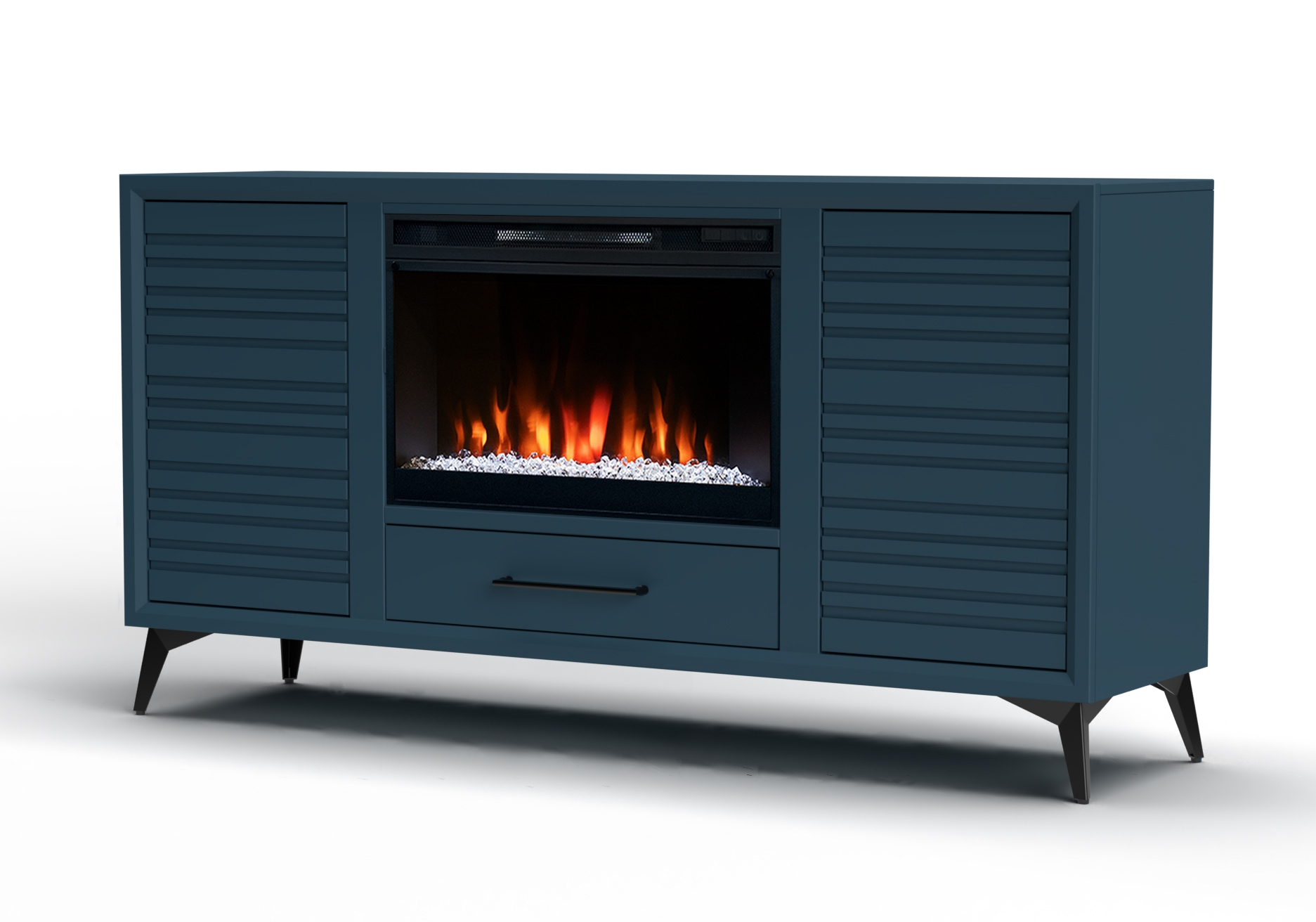 64" 2-Door Fireplace TV Stand