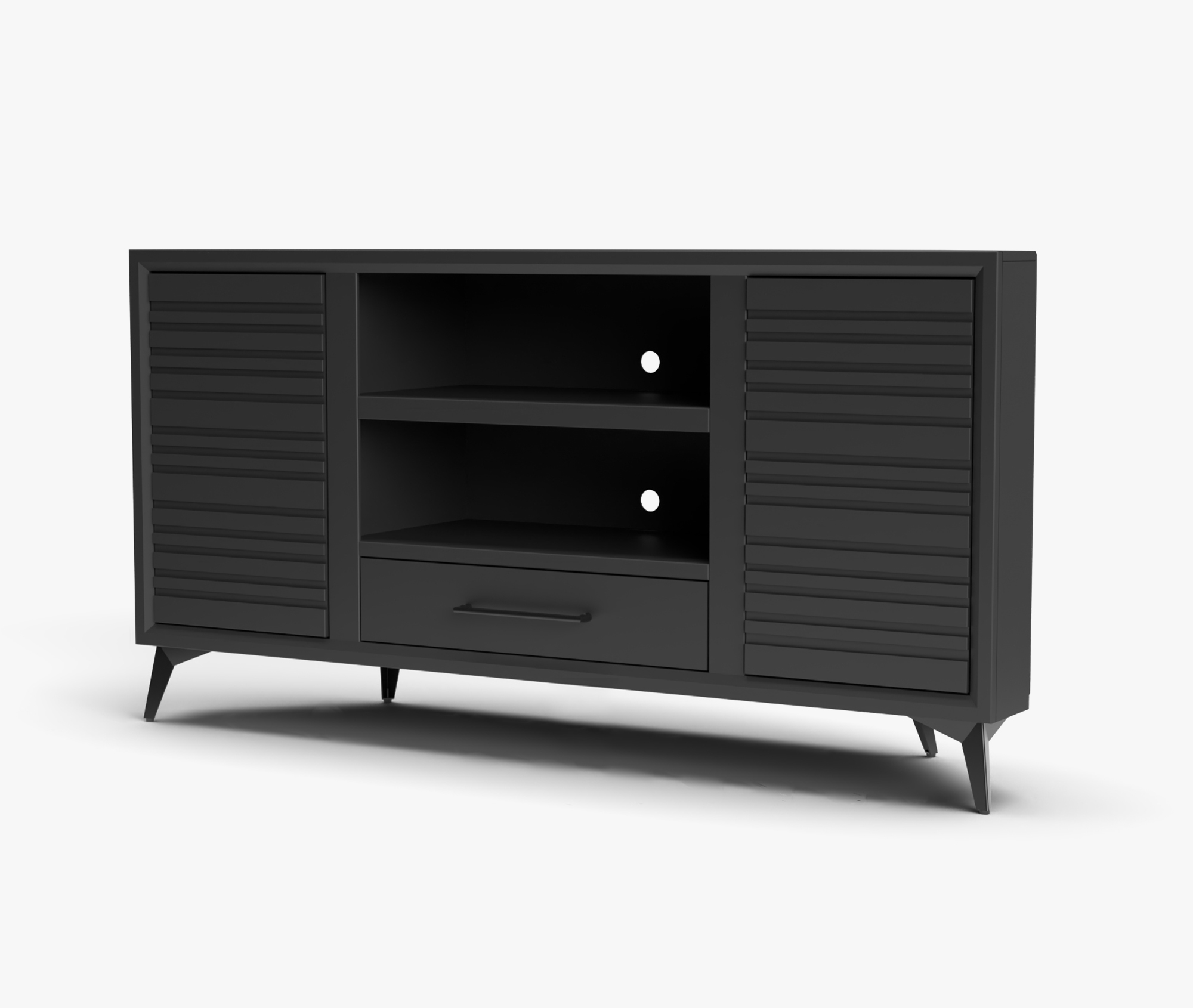 Transitional 64" 2-Door Corner TV Stand with 3 Shelves