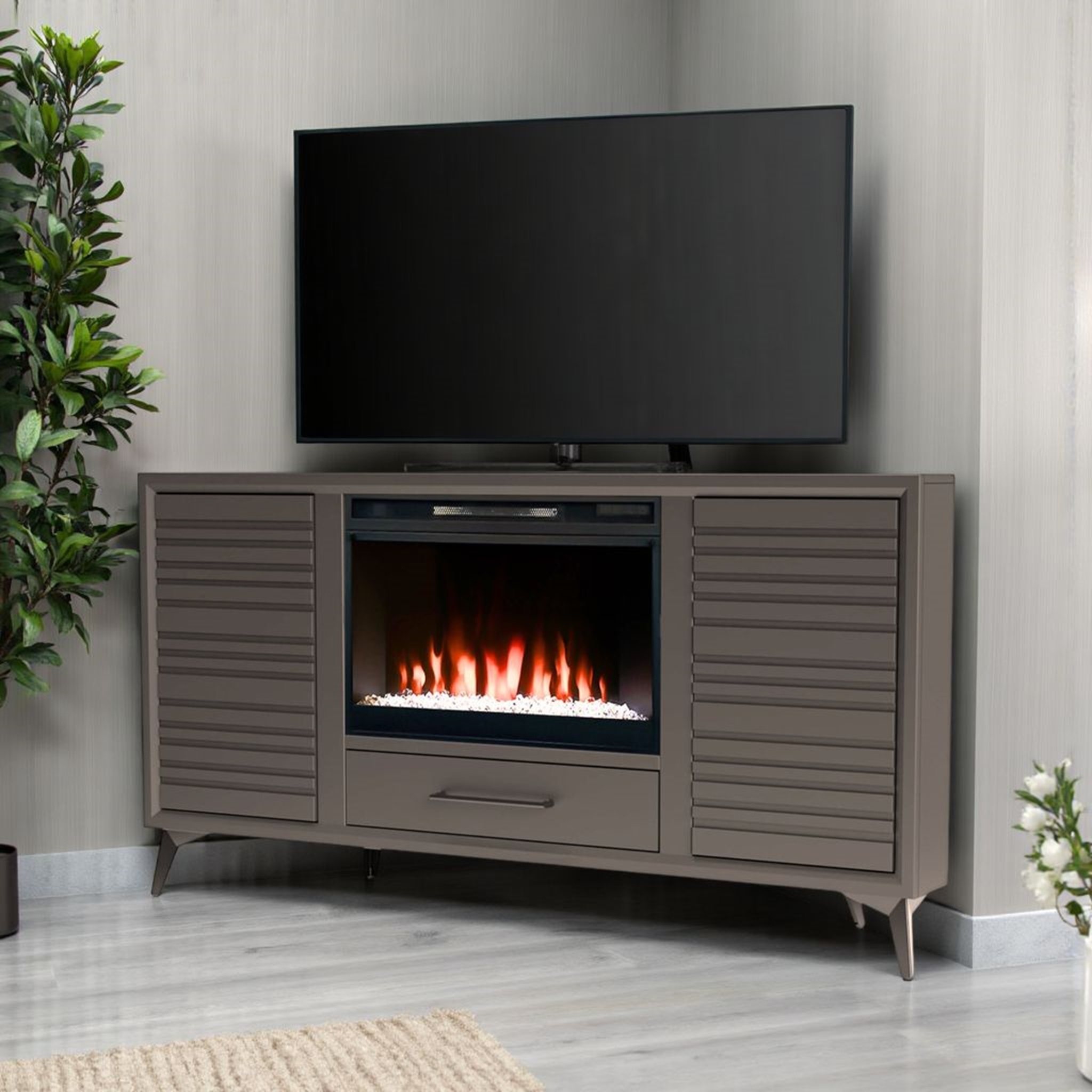 Legends Furniture Malibu 64" 2-Door Corner Fireplace TV Stand