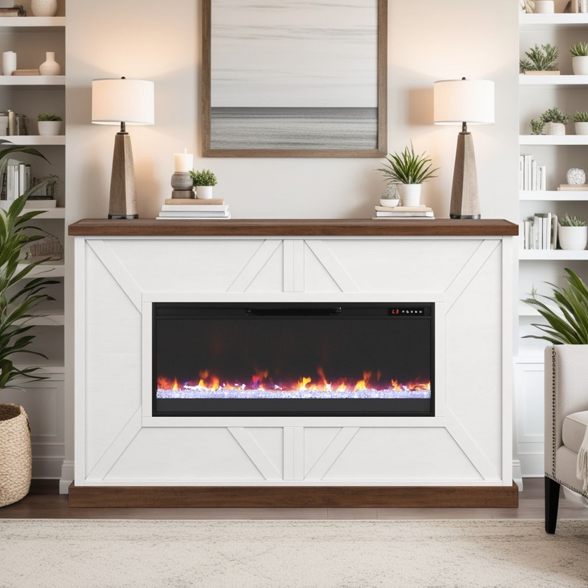 67" Electric Fireplace Mantel