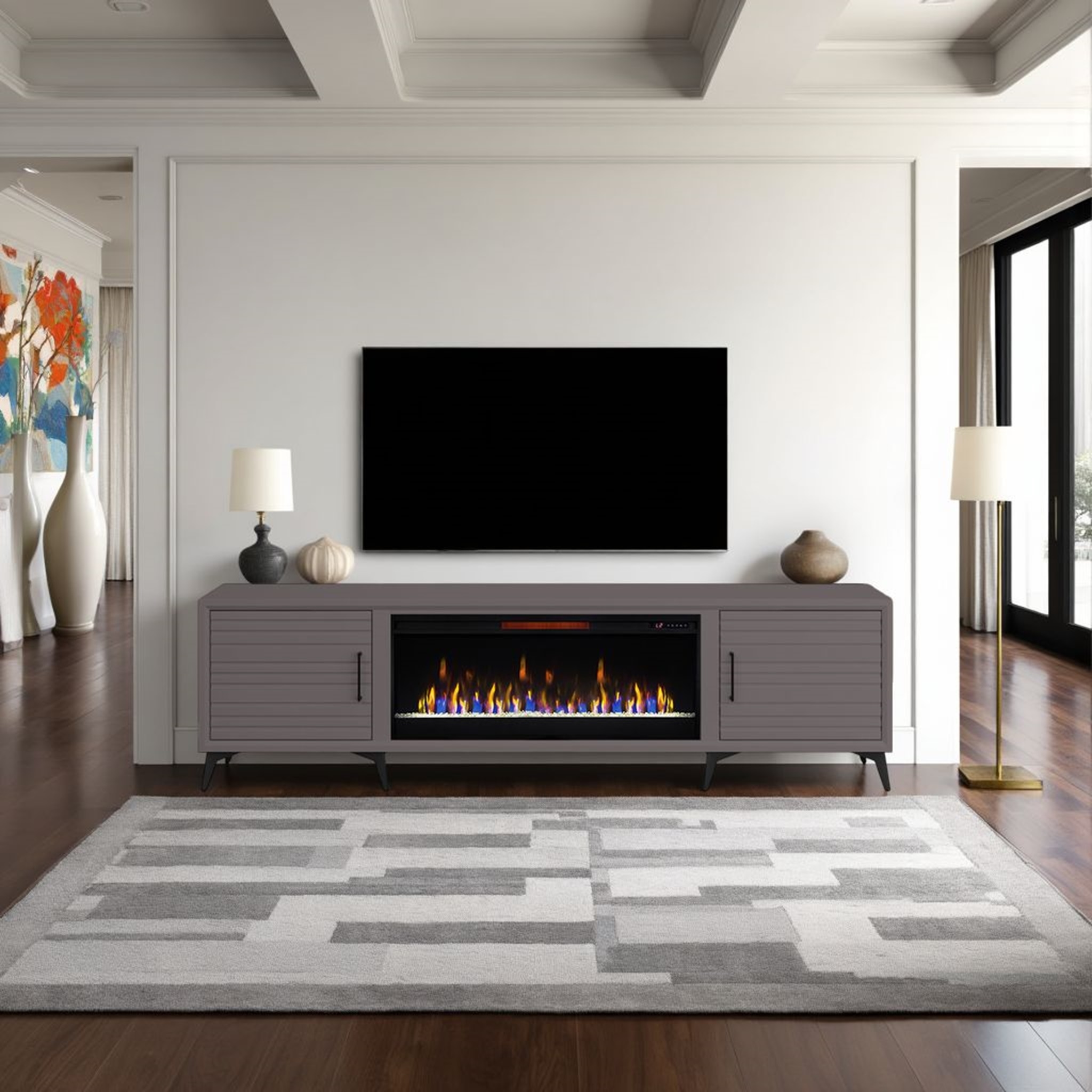 95" 2-Door Fireplace TV Stand