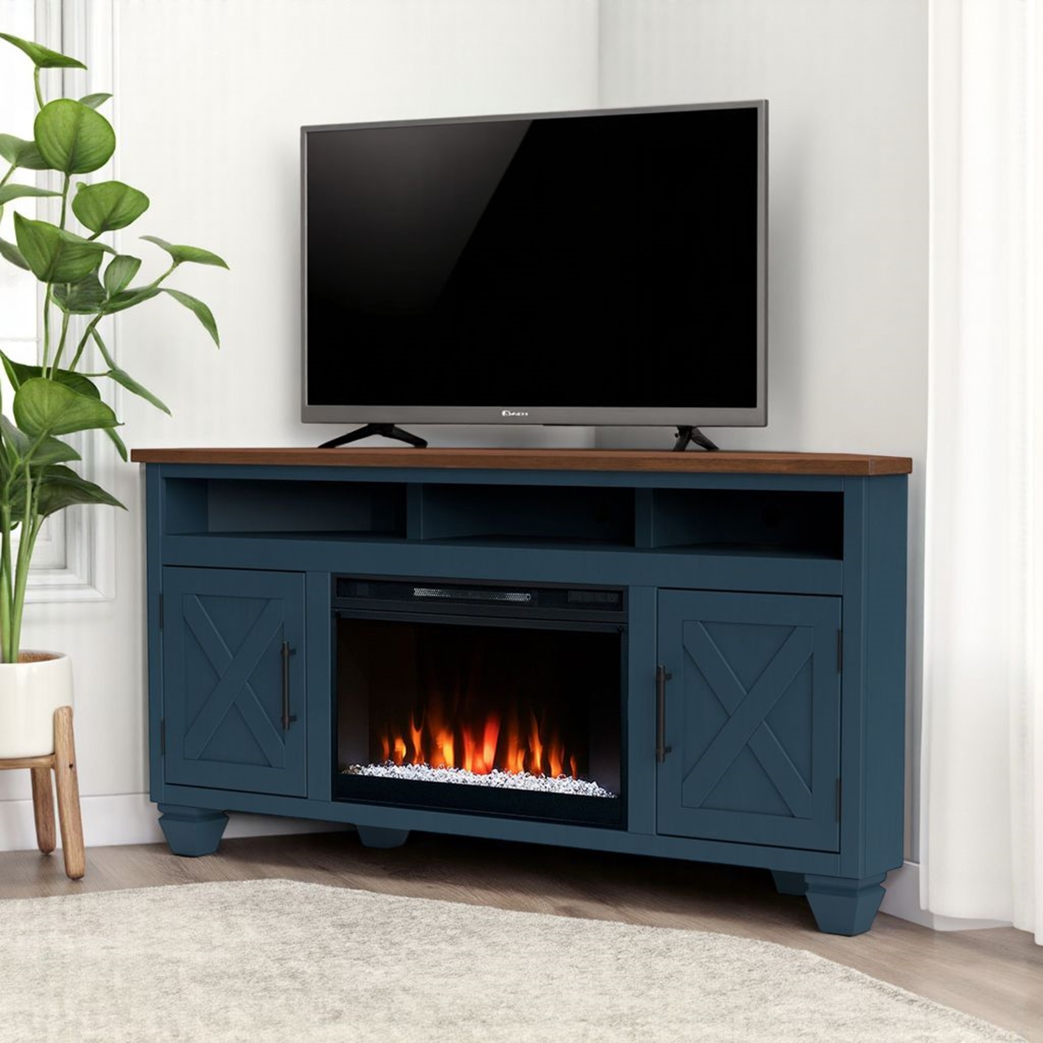 64" Corner Fireplace TV Stand