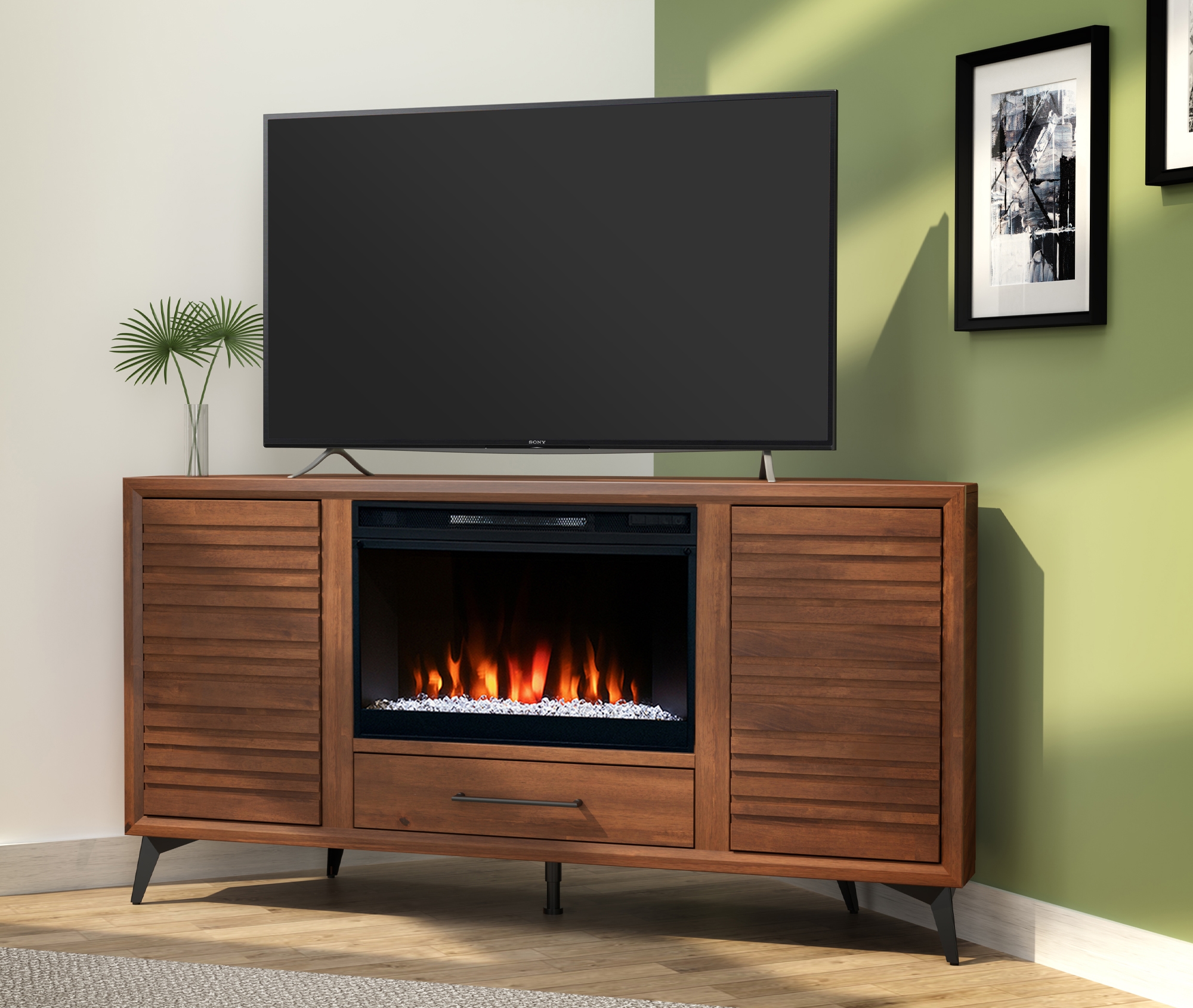 Legends Furniture Malibu 64" 2-Door Corner Fireplace TV Stand