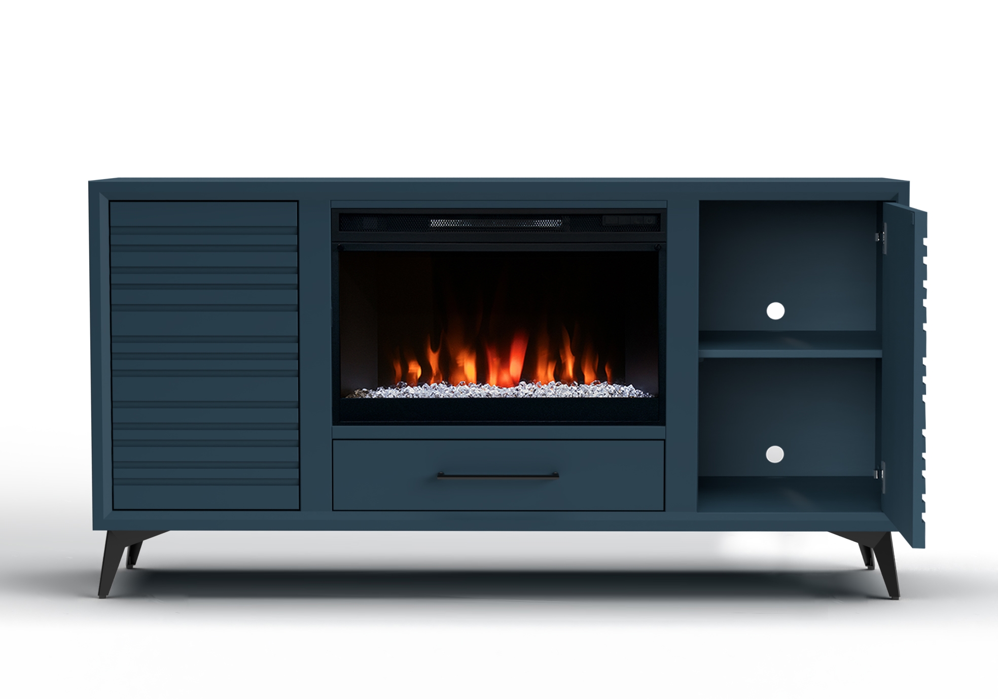 64" 2-Door Fireplace TV Stand