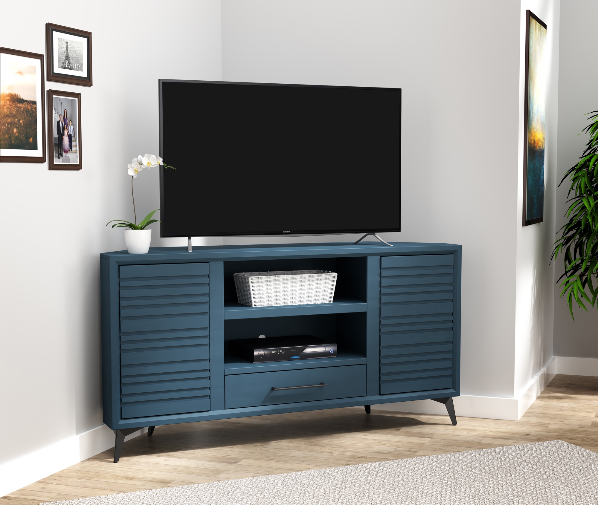 64" 2-Door Corner TV Stand