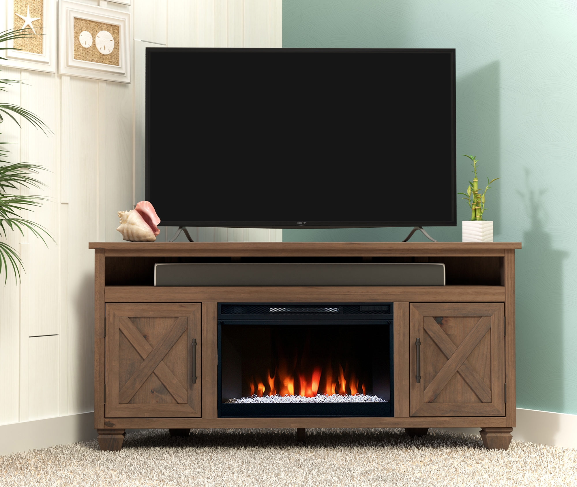 64" Corner Fireplace TV Stand