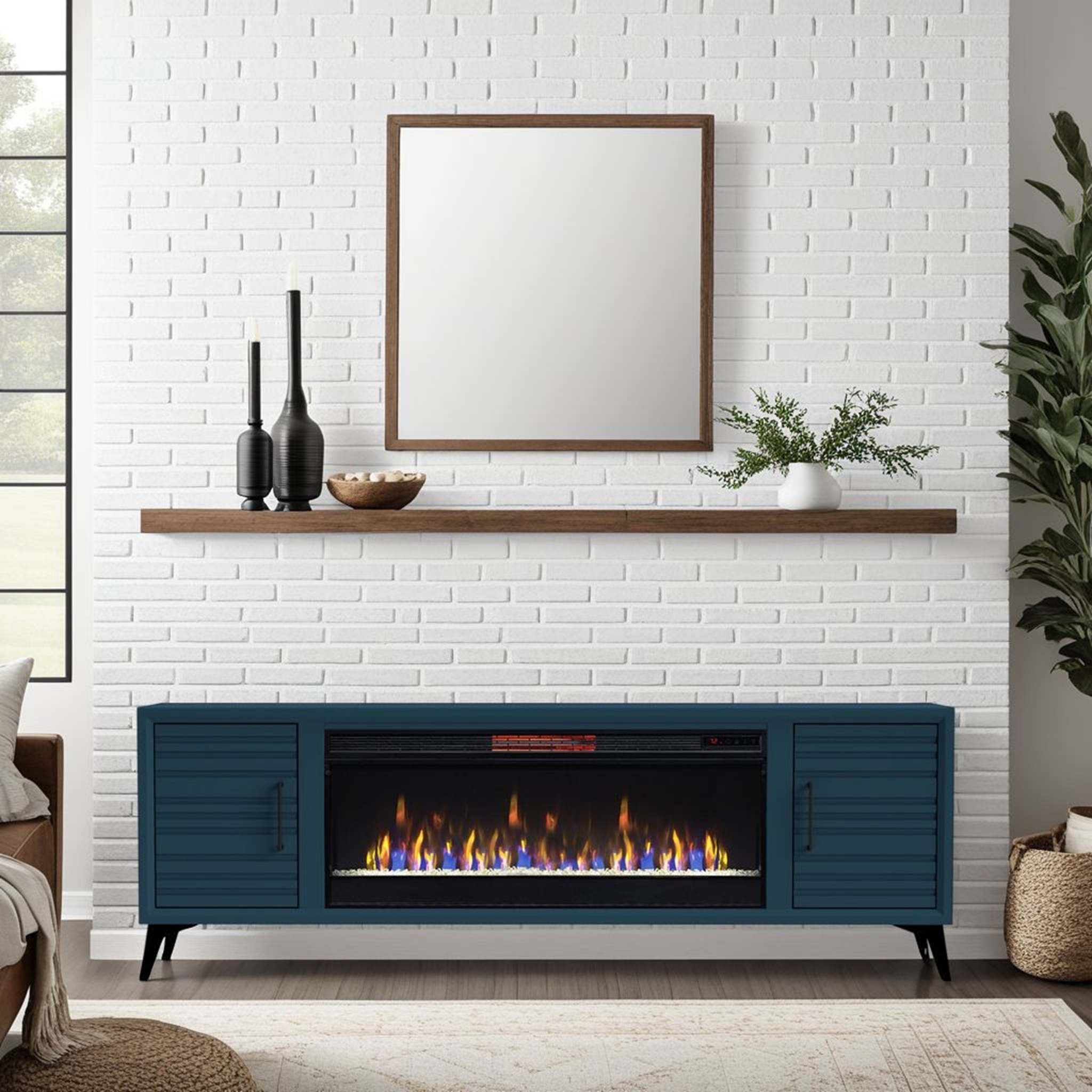 78" 2-Door Fireplace TV Stand