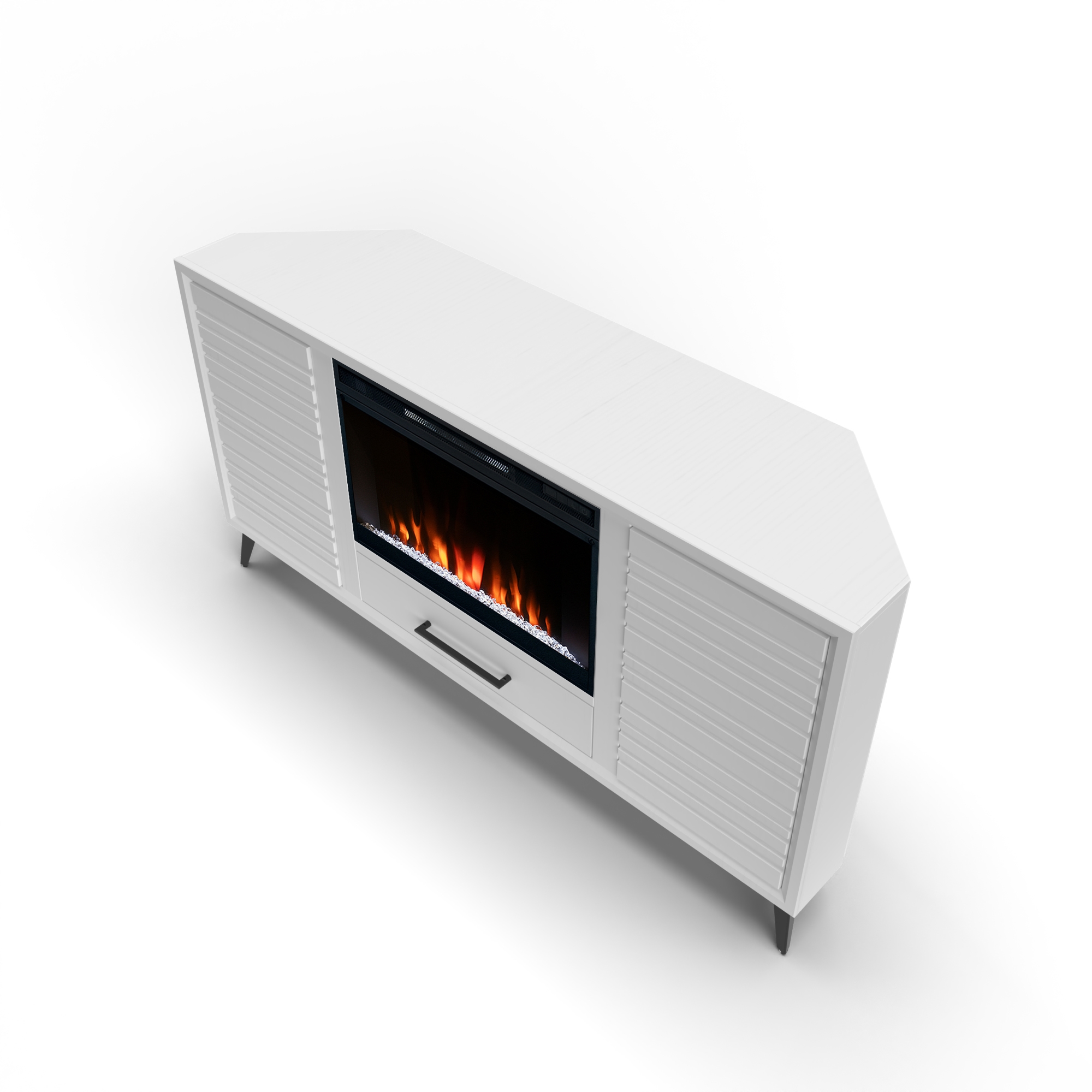 64" 2-Door Corner Fireplace TV Stand