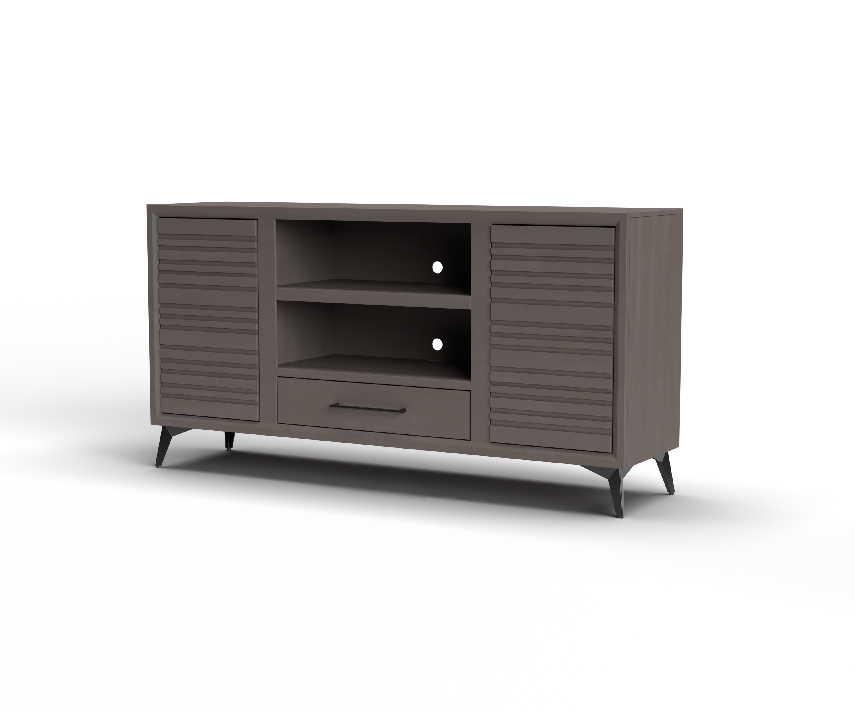 Transitional 64" 2-door TV Stand with 3 Shelves