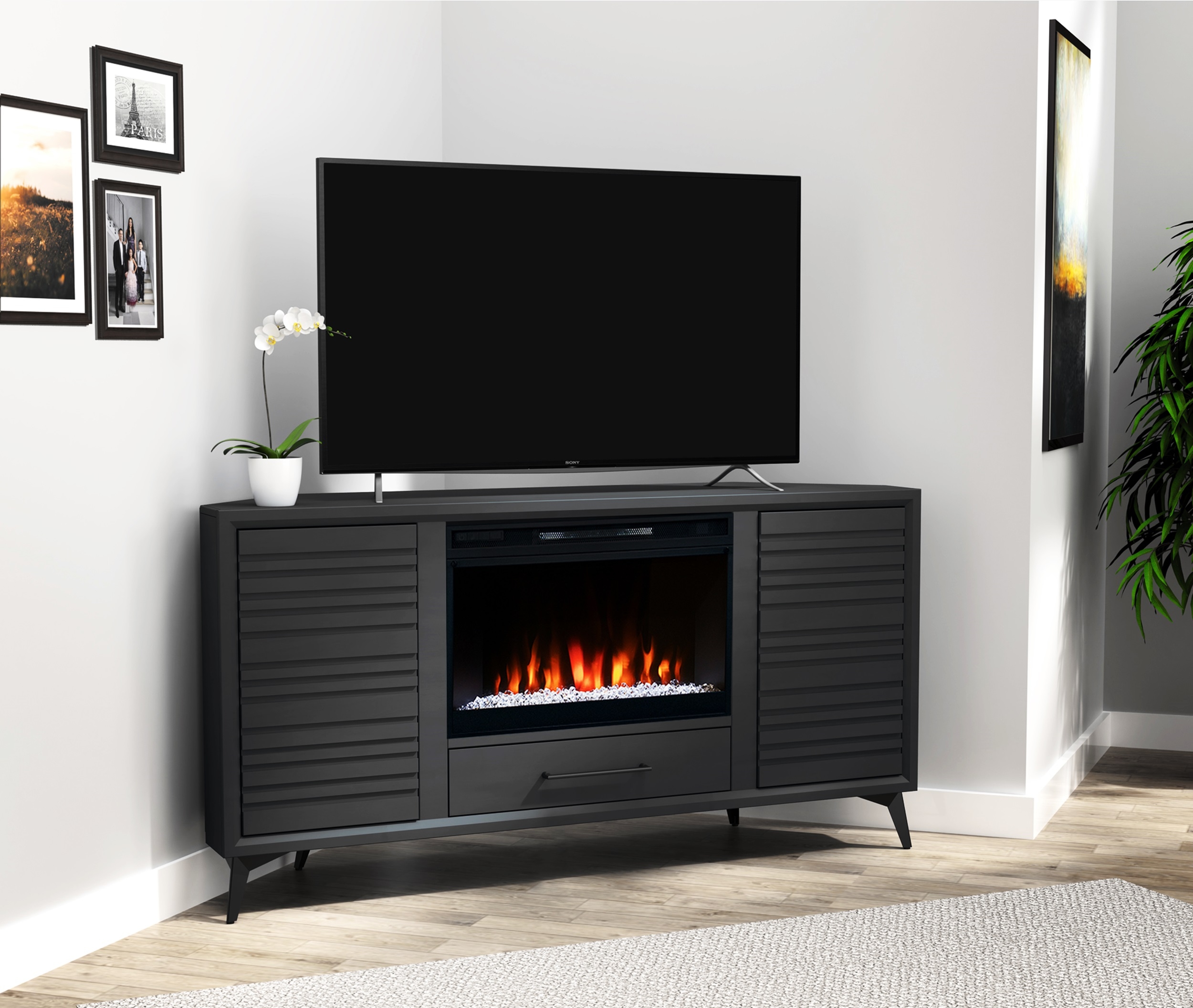 Legends Furniture Malibu 64" 2-Door Corner Fireplace TV Stand