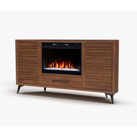 64" 2-Door Corner Fireplace TV Stand