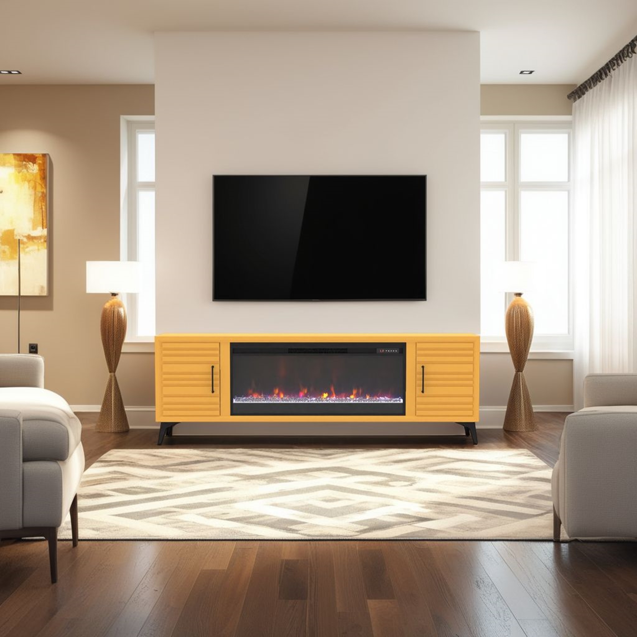 78" 2-Door Fireplace TV Stand