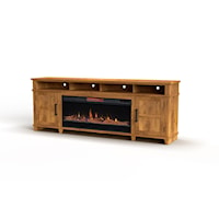 Rustic 86-Inch Fireplace Console