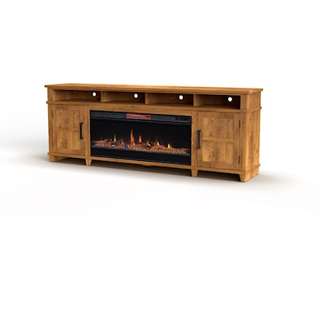 Rustic 86-Inch Fireplace Console