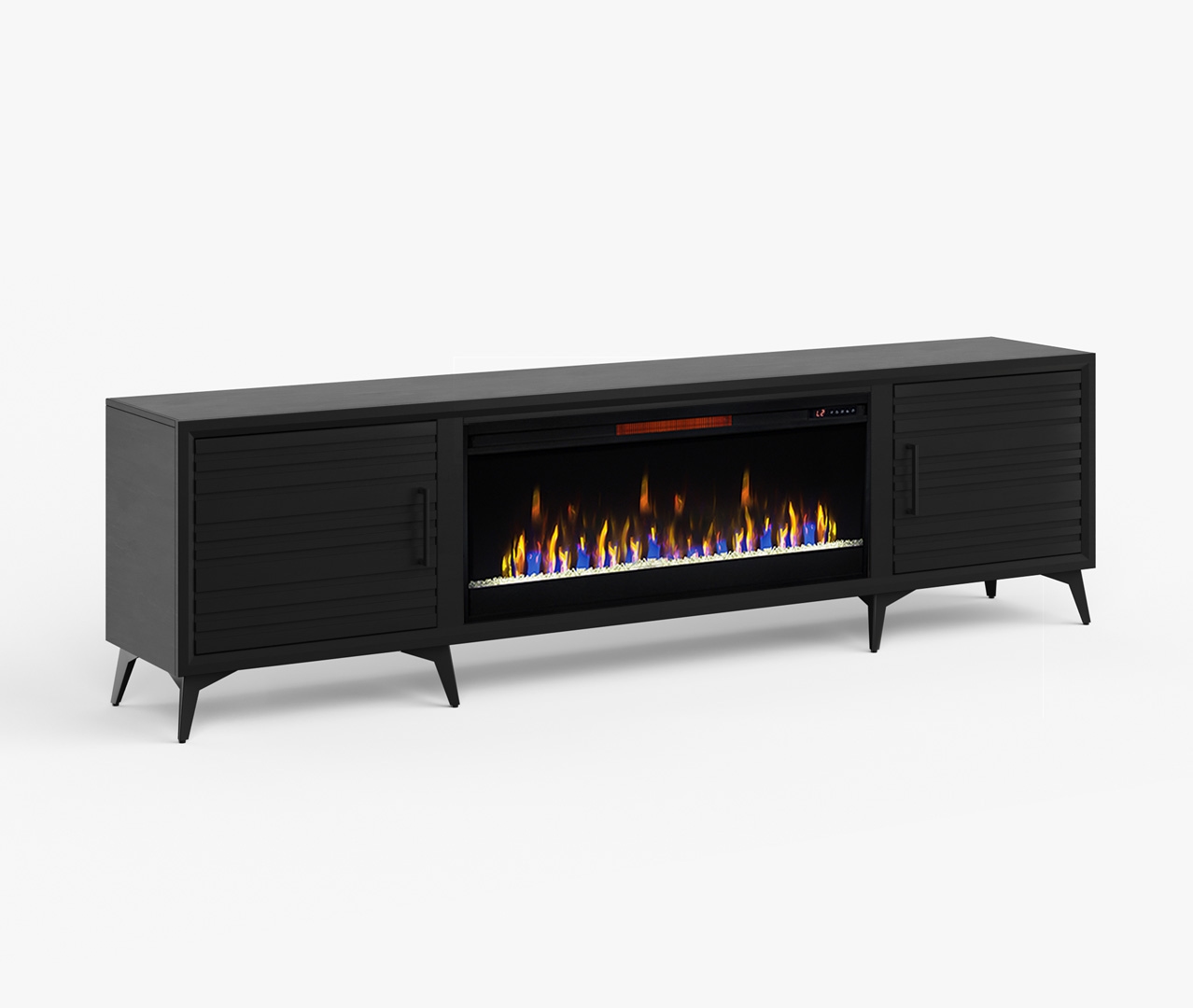 Transitional 95" 2-Door Fireplace TV Stand with 2 Shelves