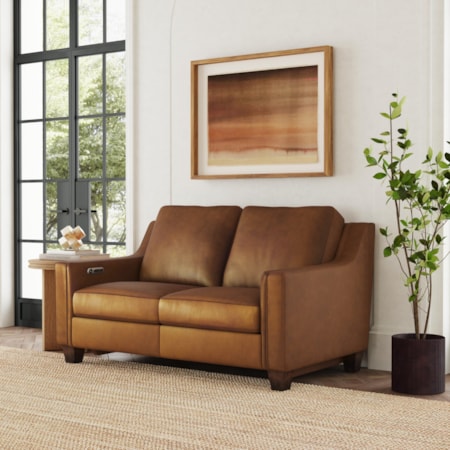 Leather Power Inclining Loveseat