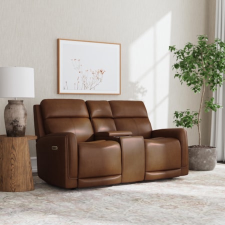 Leather Power Loveseat