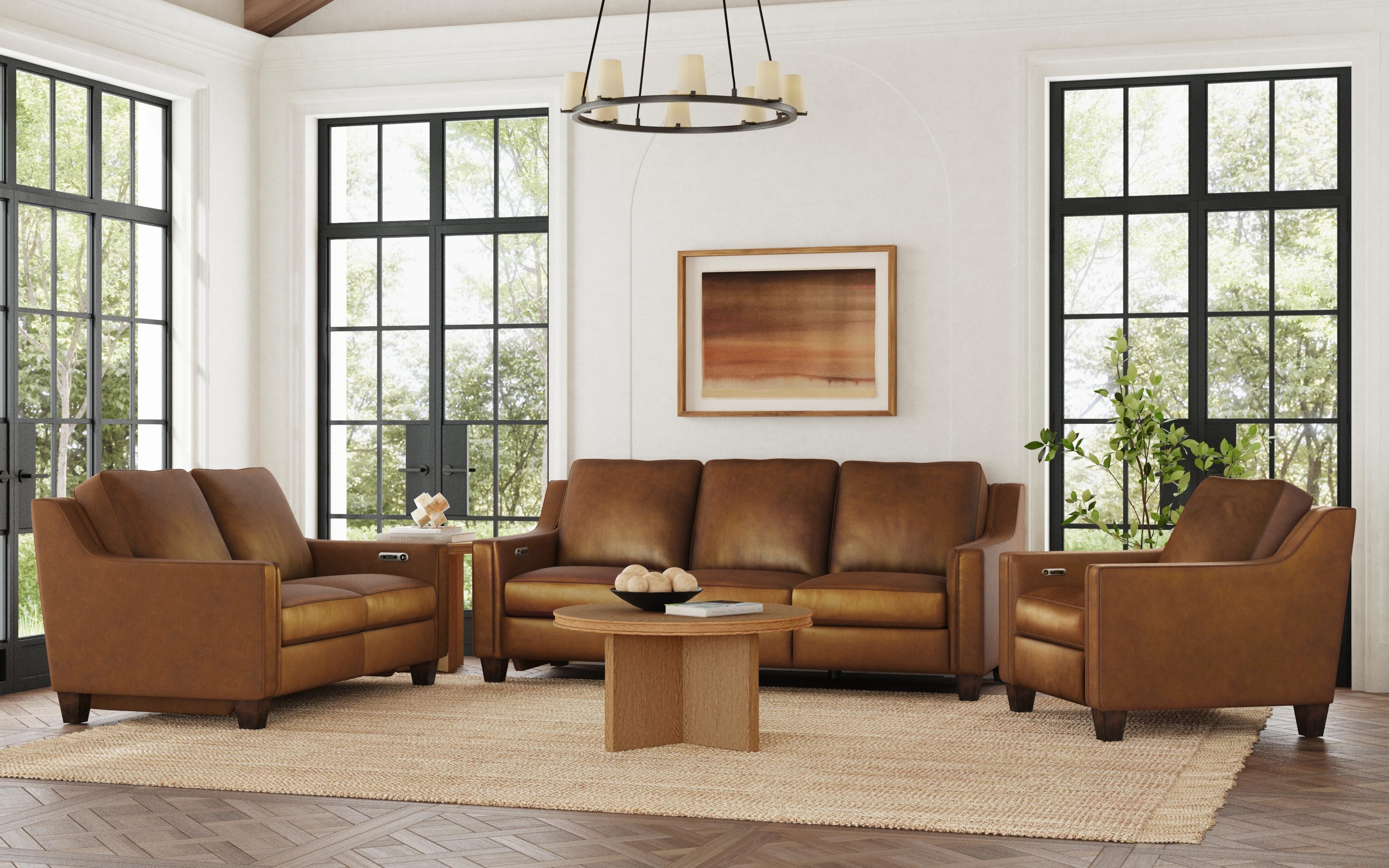 Leather Power Inclining Loveseat