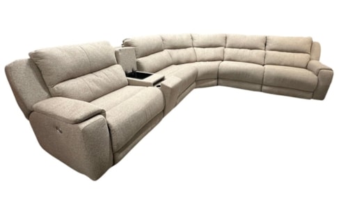 Sectional Sofa with 5 Seats and Cup Holders and Power Headrests