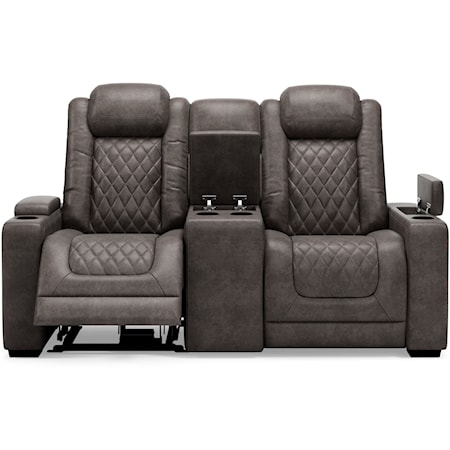 Pwr Rec Loveseat with Console and Adj Hdrsts