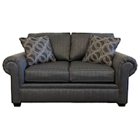 Rolled Arm Loveseat with Exposed Block Legs