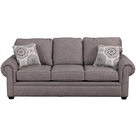 Casual Rolled Arm Sofa with Exposed Block Legs