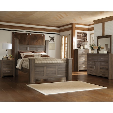 Queen Bed, Dresser, Mirror, Chest