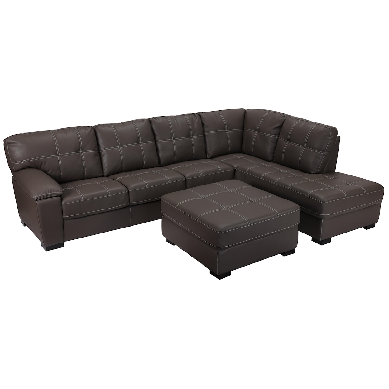Cheers 5312 Tufted Sectional with Bumper Chaise