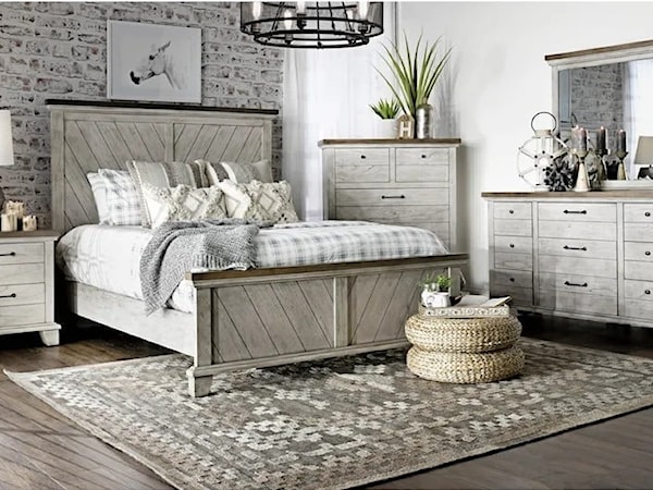 Queen Bed, Dresser, Mirror, Chest