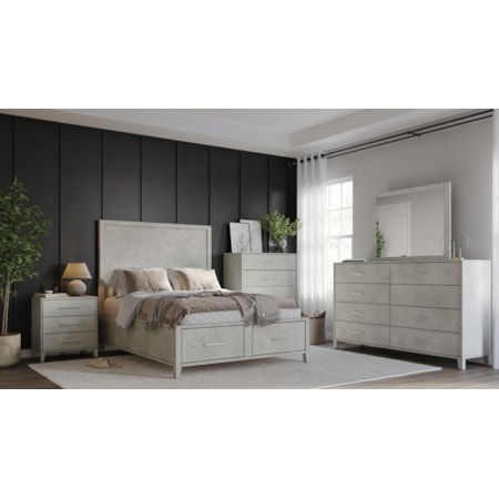 Queen Bed, Dresser, Mirror, Chest