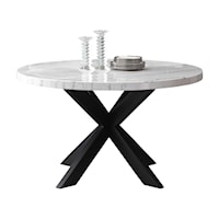 Modern 52-inch Round Dining Table with White Marble Top