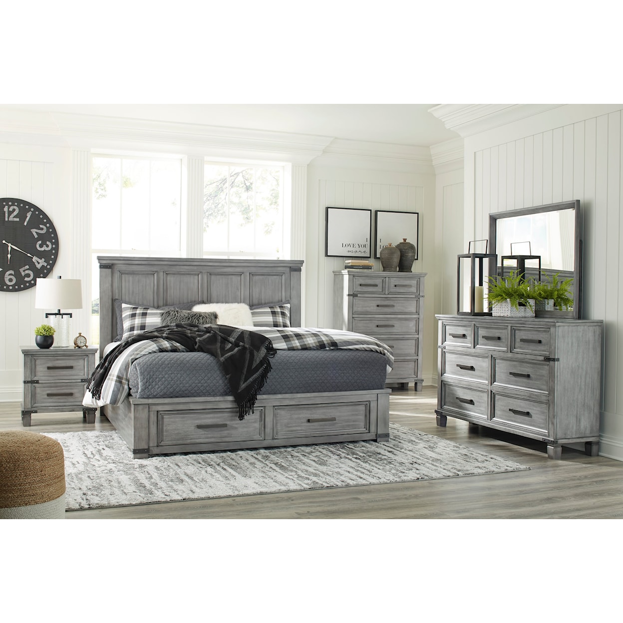 Signature Design by Ashley Russelyn King Storage Bed, Dresser, Mirror, Chest