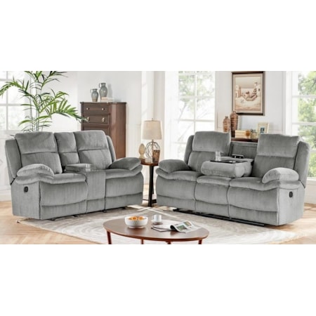 Reclining Sofa w/ Dropdown