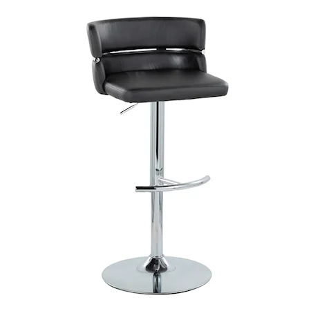 Contemporary Adjustable Swivel Barstool with Upholstered Seat