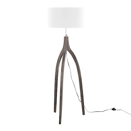 Wishbone Contemporary Floor Lamp - White/Grey Wash