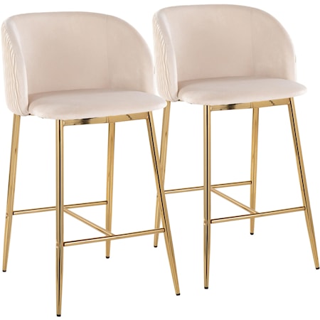 Fran Pleated Waves Counter Stool - Set of 2