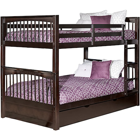 Pulse Wood Full Over Full Bunk Bed with Trundle