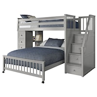 Twin Over Full Loft Bed with Stairs and Storage