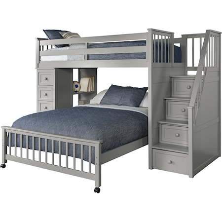 Twin Over Full Loft Bed with Stairs and Storage